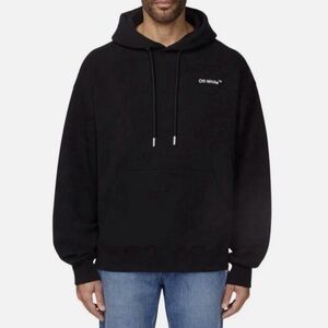 Off-White Black Pullover Hoodie with Small Chest Logo